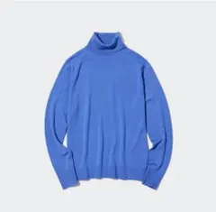 エクストラファインメリノタートルネックセーター 63 BLUE Sサイズ