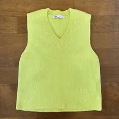 ZARA ライムグリーン ニットベスト L