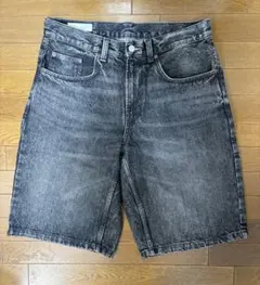 Zara バミューダデニムバギーショーツ　ジョーツ　黒　42