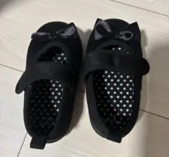 リボン付きブラック　黒　フォーマルシューズ