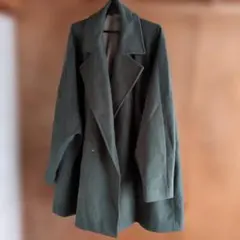 メンズ　オリーブグリーン ダブルブレスト ウールコートＦ