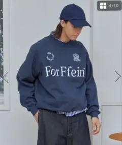 美品　【FFEIN】裏起毛配色ラグランハーフジップゲームスウェット