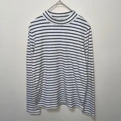 GLORY グローリー　ボーダー　長袖　ハイネッ　トップス　ブラック　M