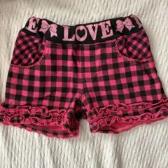 キッズ 半ズボン ピンク黒チェック110cm