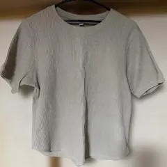 ユニクロ　ベージュ ワッフル生地 半袖Tシャツ