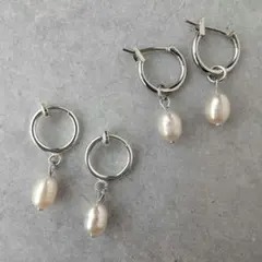 No.126　小粒淡水パール　フープピアス/イヤリング