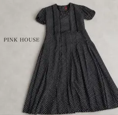 PINK HOUSE 半袖ロングフレアワンピース ビッグレース襟 ドット - メルカリ