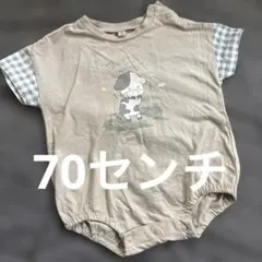 牛プリントロンパース 70サイズ　バースデイ　ベビー