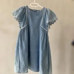 Chloe デニムブルー フリル袖 ワンピース 3のサムネイル