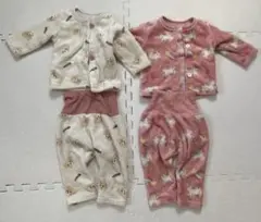 ベビーパジャマ4点セット クマとお花柄　裏起毛　冬　女の子　まとめ