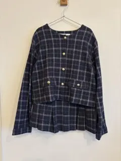 卒業式に◎ZARA ネイビー クロップドジャケット、パンツセットアップ160cm