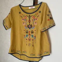 YAN RAN 煙冉 刺繍ブラウス イエロー M