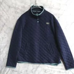 311　EDDIE BAUER　トレーナーL　紺青　スナップ　US古着　レディスのサムネイル