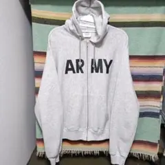 90s　ARMY　フルジップスウェットパーカー　USA製　グレー　ヴィンテージ