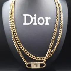 美品✨Diorディオール、南京錠モチーフ2連喜平ネックレス、ヴィンテージ_100
