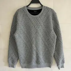 ZARA MAN ザラ グレー トレーナー ケーブル編み風 クルーネック L