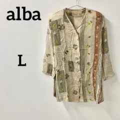 alba シルク100％ ロングシャツ 46 花柄 総柄