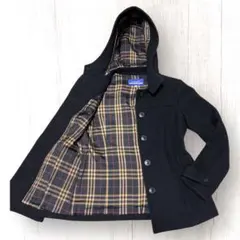 【良品】バーバリー ブルーレーベル コート フード付 裏地チェック 40