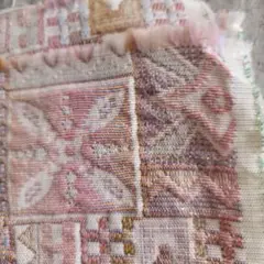 レトロ幾何学模様 刺繍風布地 ハギレ13450