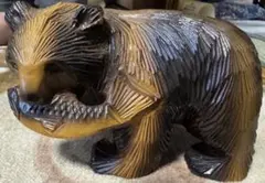 木彫りの熊 鮭をくわえた熊 置物 北海道 民芸品 インテリア