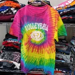 90s海外製SヴィンテージカラフルタイダイロゴtシャツUSA直輸入メンズ古着