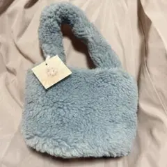ファー トートバッグ ブルー　clear 新品