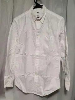 UNIQLO デニム スリムフィット 長袖シャツ S ホワイト ①