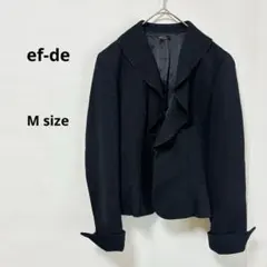 ef-de エフデ　ショールカラージャケット　M ブラック　ショート丈　フリルのサムネイル