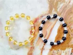 ☆天然石ブレスレット２個セット（シトリンブレスレット＆オニキスブレスレット）☆