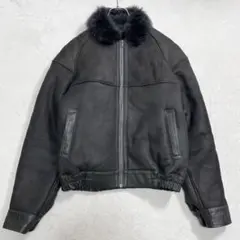 リアルムートン フライトジャケット 本革 グレー ファー ヴィンテージ古着