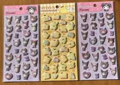 匿名配送　ぷくっとシール3枚セット　サンリオ　ポムポムプリン他