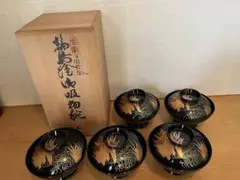 輪島塗 金蒔絵 螺鈿 吸物椀 5客セット 芦波図 木箱・蓋付き 伝統工芸品 輪島塗 金蒔絵 螺鈿 吸物椀 5客セット 芦波図 木箱・蓋付き 伝統工芸品