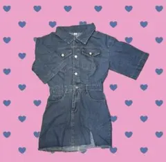 デニム ショート丈ワンピ