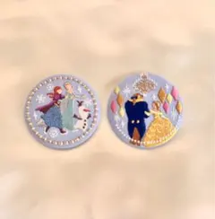 ディズニー　刺繍缶バッチ　プリンセス