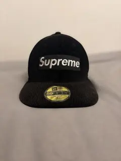 Supreme New Era コーデュロイ キャップ ブラック 7 3/8