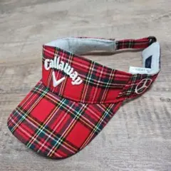 【新品】ベンツ×Callaway 赤 タータンチェック バイザー