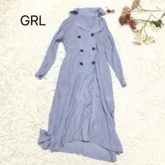 s3130【グレイル】ロング トレンチ風コート 薄手 無地 水色 シアー