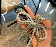 リボン型ハートチャームキーホルダー4個セット