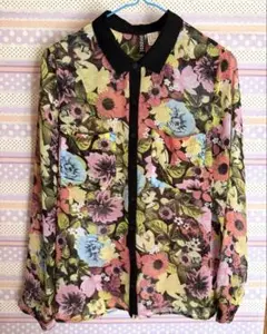 H&M花柄ボタンダウンシャツシースルーエイチアンドエムZARAザラ