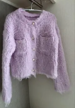 薄紫ファー風カーディガン