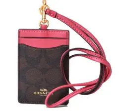 COACHカードケース ケース ICカード 定期入れ ブラウン×トゥルーレッド