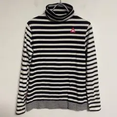 le coq sportif タートルネック 黒白 ボーダーTシャツ M