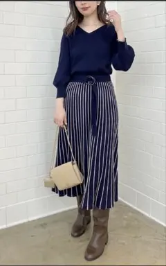 natural couture ナチュラルクチュール ニットプリーツワン