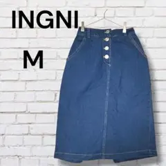 イング　M デニムスカート　ミディ丈　膝下　ストレッチ　カジュアルスカート