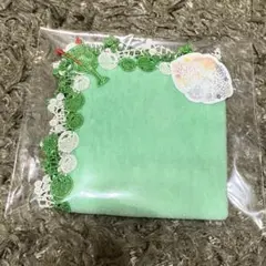 近沢レース　シーズンタオルハンカチ　クリームソーダ　グリーン