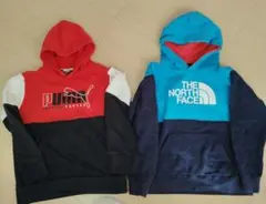 PUMA & THE NORTH FACE パーカー 　サイズ150裏起毛　中古