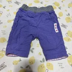 紫色 ピンクチェック　2way ハーフパンツ ベビー