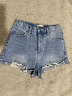 ハイウエストデニムショートパンツ