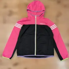 adidas フード付きジャケット ピンク/ブラック
