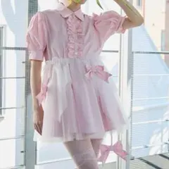 【未使用】lilLilly pain チュールレイヤードワンピース　ピンクのサムネイル
